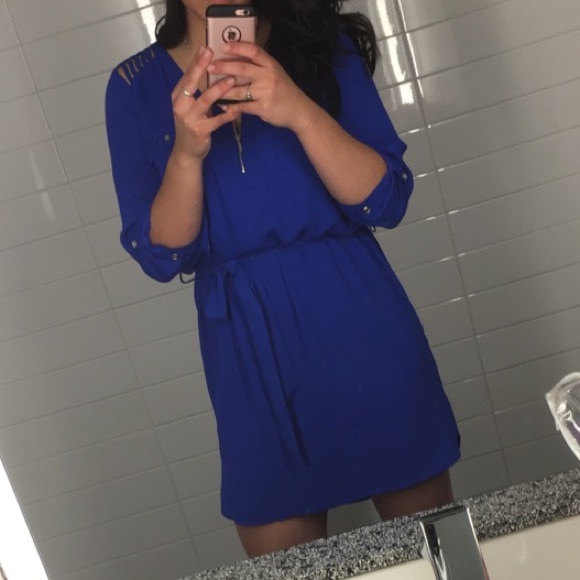 Royal blue long sleeve dress - Picture 3 of 3